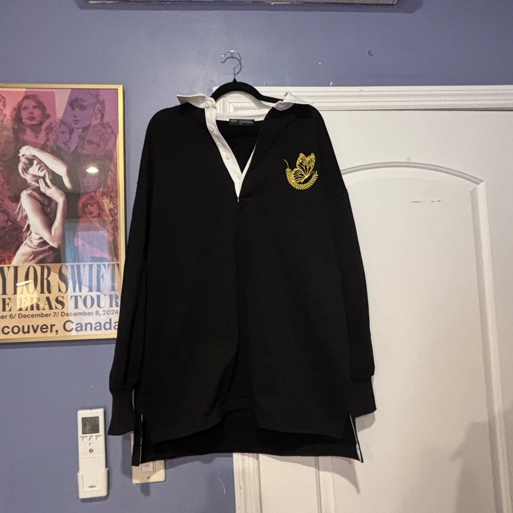 Rugby shirt dress with butterfly details